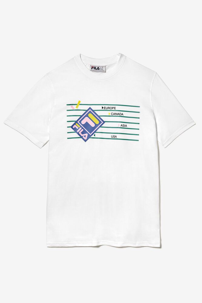 Fila Graphic White T-Shirt Mens - NZ 27960-WZJA